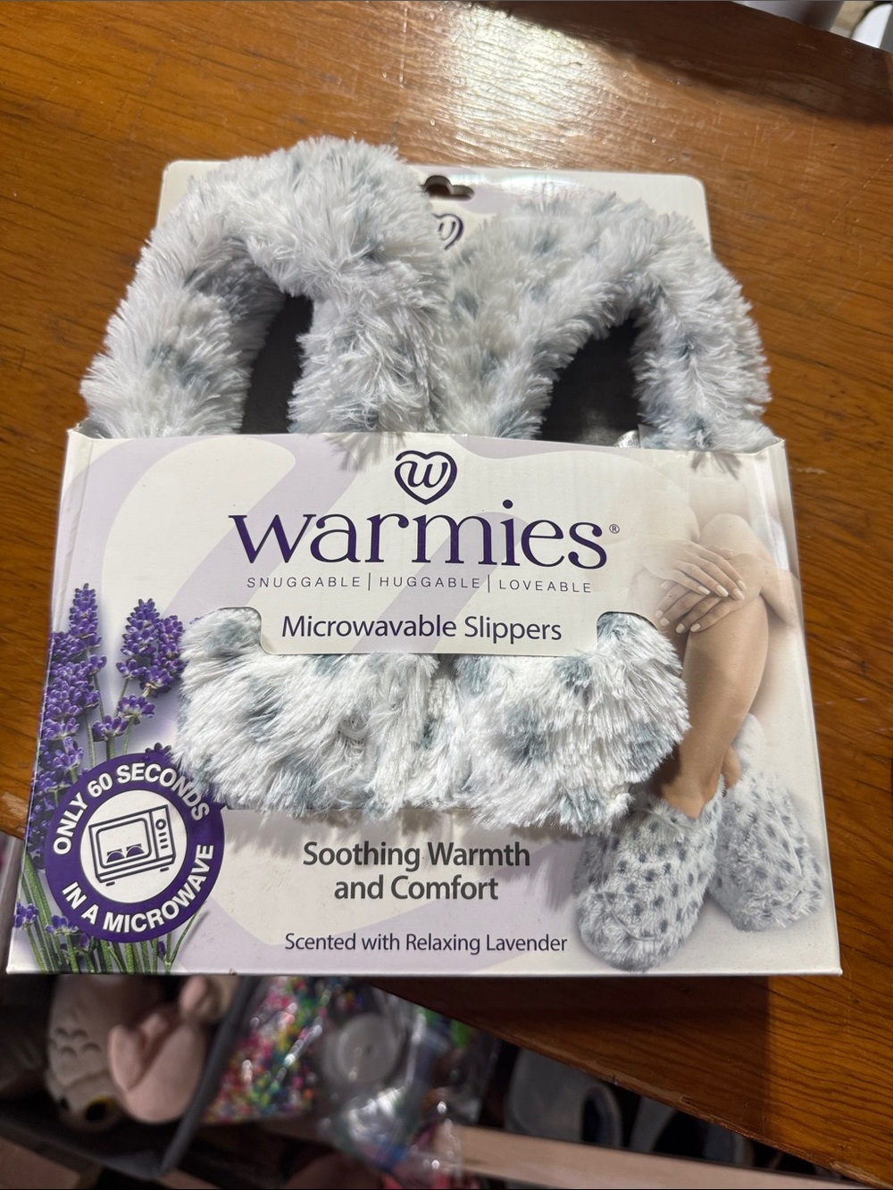 Warmies Microwavable Women's Slippers - Light Gray Faux Fur